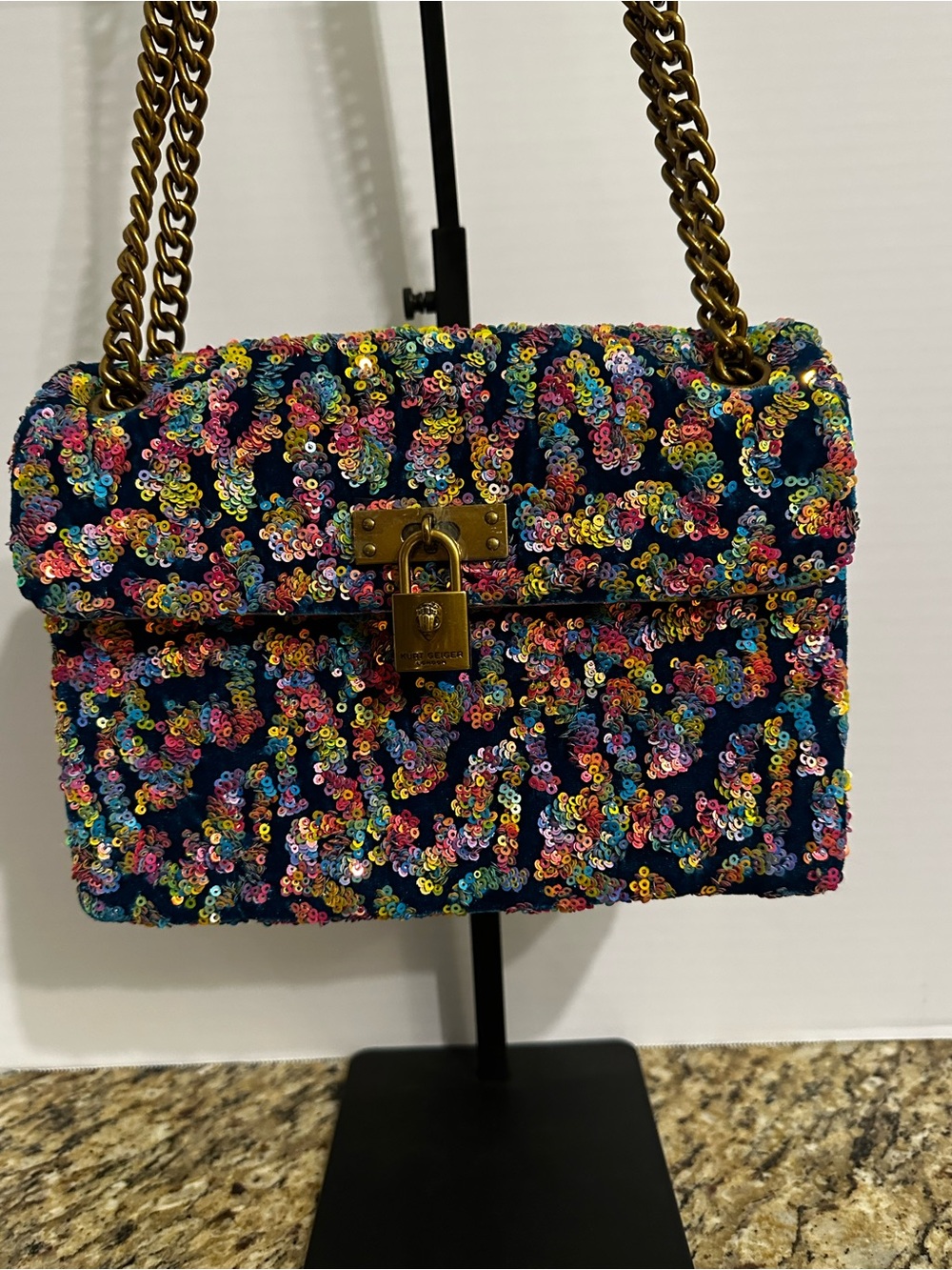Kurt Geiger Medium Brixton Shoulder Multicolor Sequin Chain Shoulder Bag